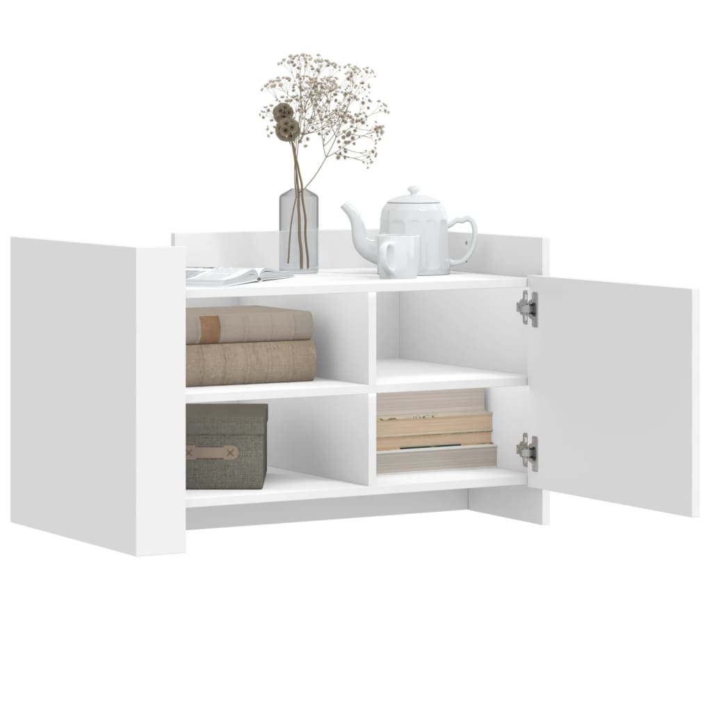 Tavolino da Salotto Bianco 80x50x50 cm in Legno Multistrato | homemem39