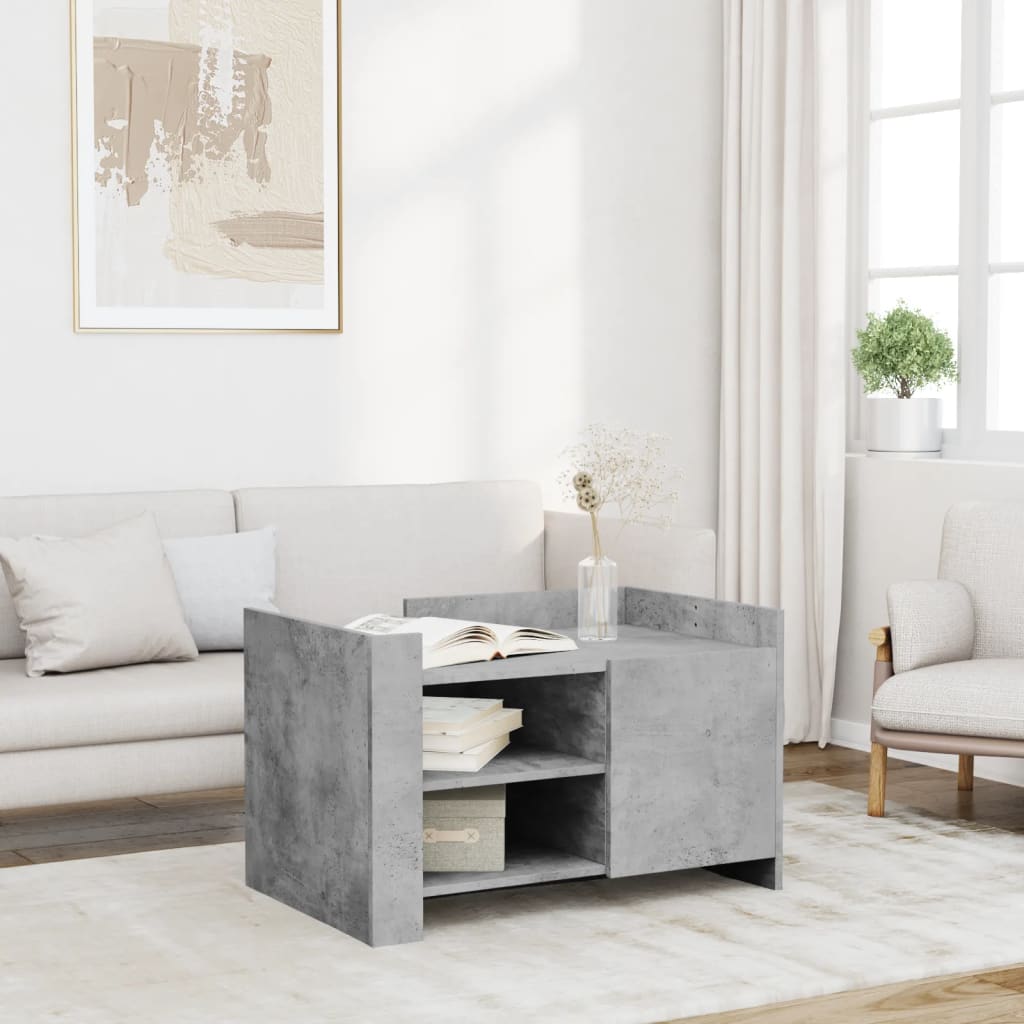 Tavolino Salotto Grigio Cemento 80x50x50 cm Legno Multistrato | homemem39