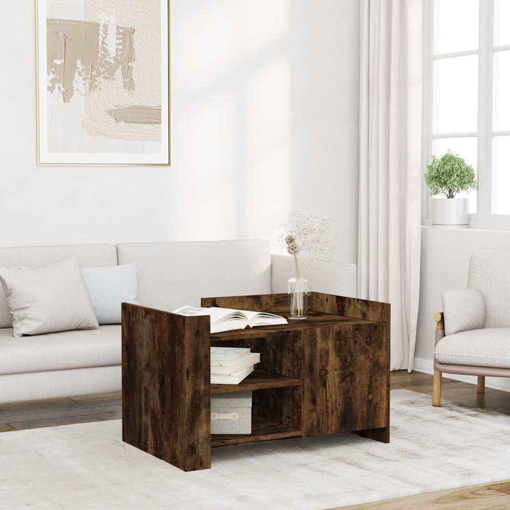 Tavolino da Salotto Rovere Fumo 80x50x50cm in Legno Multistrato | homemem39