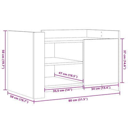 Tavolino da Salotto Rovere Marrone 80x50x50cm Legno Multistrato | homemem39