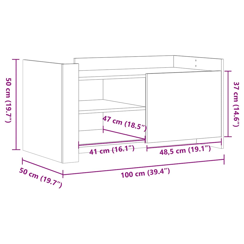 Tavolino Salotto Rovere Sonoma 100x50x50cm in Legno Multistrato | homemem39