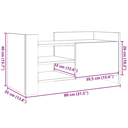 Mobile Porta TV Nero 80x35x40 cm in Legno Multistrato - homemem39