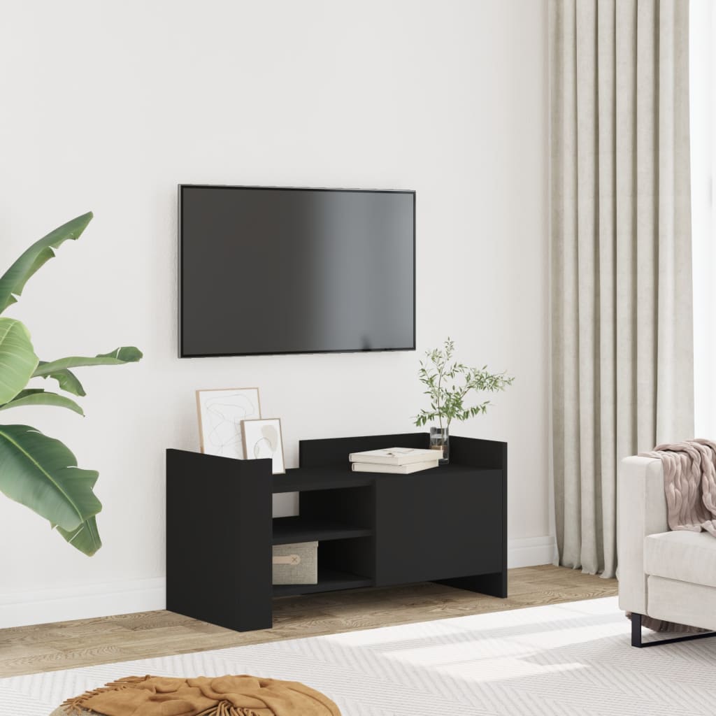 Mobile Porta TV Nero 80x35x40 cm in Legno Multistrato - homemem39