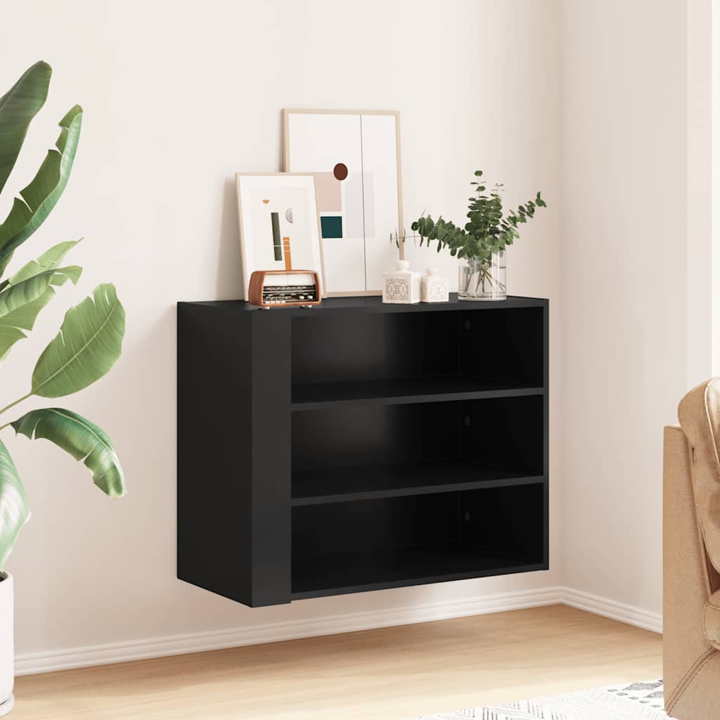 Armadietto a Muro Nero 75x35x60 cm in Truciolato | homemem39