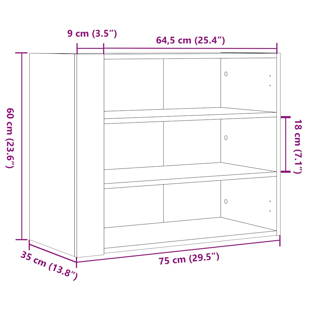 Armadietto a Muro Nero 75x35x60 cm in Truciolato | homemem39