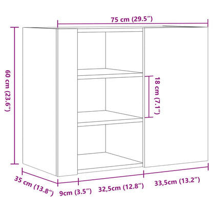 Armadietto a Muro Bianco 75x35x60 cm in Truciolato | homemem39