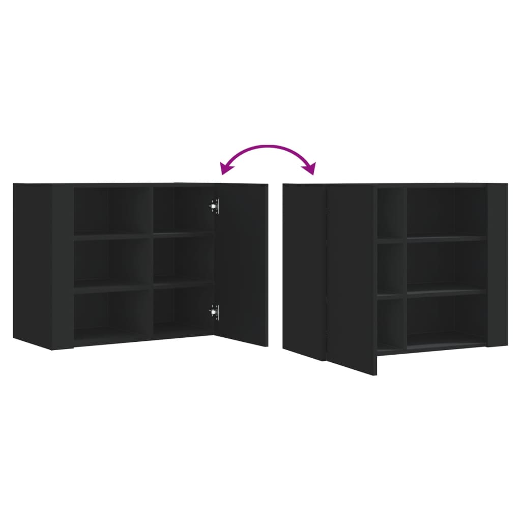Armadietto a Muro Nero 75x35x60 cm in Truciolato | homemem39