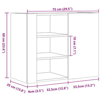 Armadietto a Muro Grigio Cemento 75x35x60 cm in Truciolato | homemem39