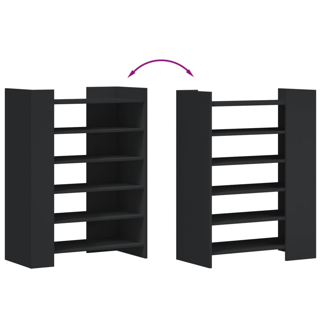 Scarpiera Nera 74,5x37,5x100 cm in Legno Multistrato | homemem39