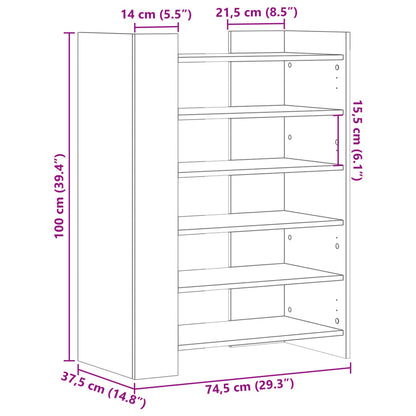 Scarpiera Grigio Sonoma 74,5x37,5x100 cm in Legno Multistrato | homemem39