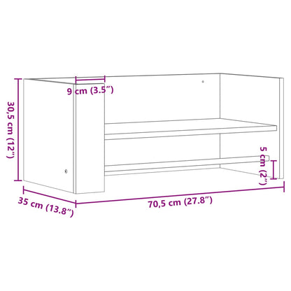 Scaffale a Muro Grigio Cemento 70,5x35x30,5cm Legno Multistrato | homemem39