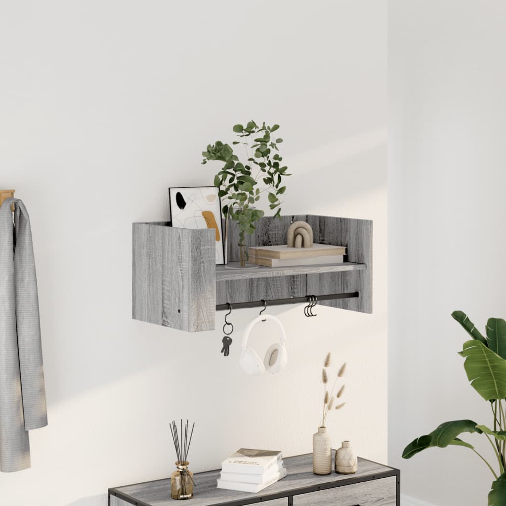 Mensola a Muro Grigio Sonoma 70,5x35x30,5 cm Legno Multistrato | homemem39