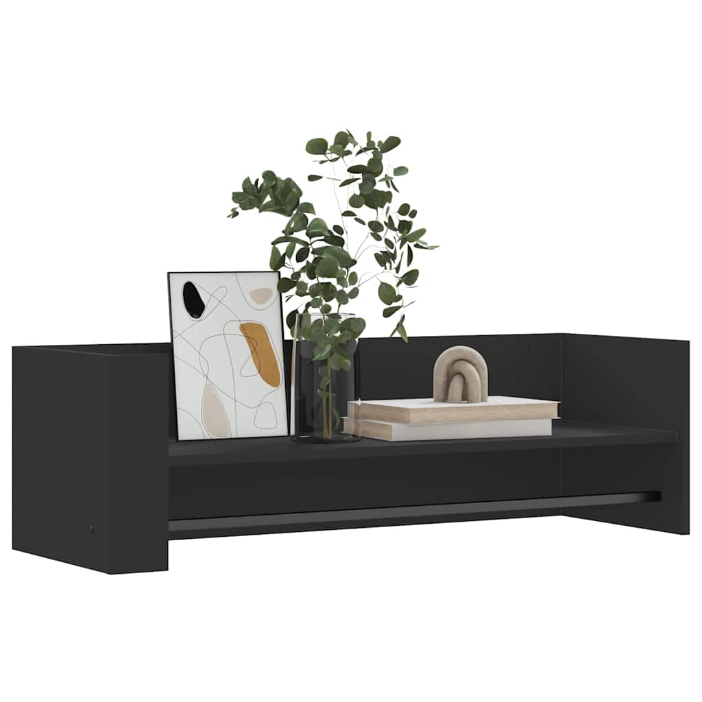 Scaffale a Parete Nero 100x35x30,5 cm in Legno Multistrato | homemem39
