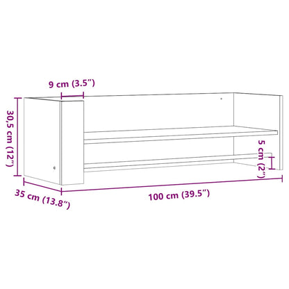 Scaffale a Parete Nero 100x35x30,5 cm in Legno Multistrato | homemem39