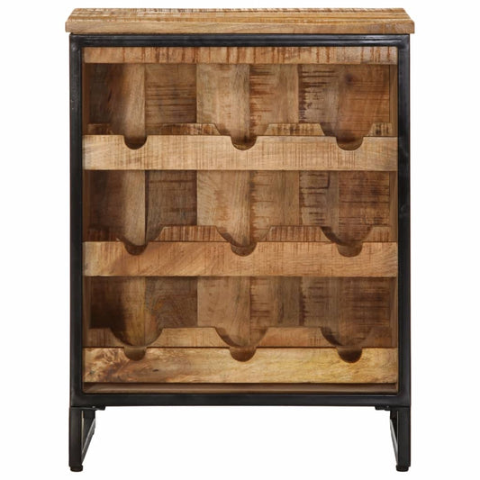 Portabottiglie per 9 Bottiglie 55x33x70 cm Legno Massello Mango