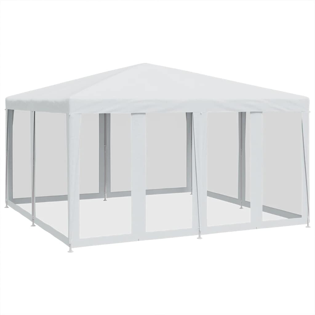 Tenda per Feste con 8 Pareti Laterali in Rete Bianco 4x4 m HDPE | homemem39