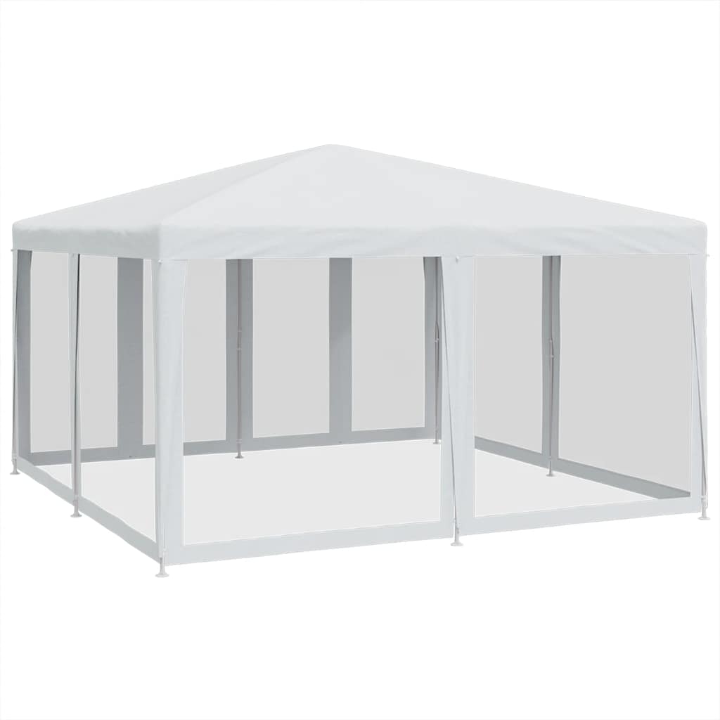 Tenda per Feste con 8 Pareti Laterali in Rete Bianco 4x4 m HDPE | homemem39