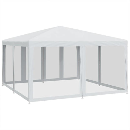 Tenda per Feste con 8 Pareti Laterali in Rete Bianco 4x4 m HDPE | homemem39