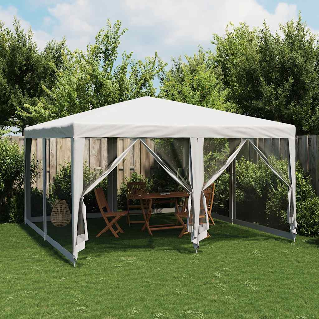 Tenda per Feste con 8 Pareti Laterali in Rete Bianco 4x4 m HDPE | homemem39