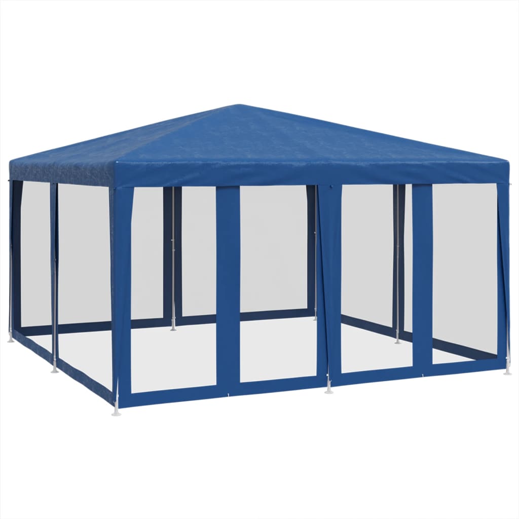 Tenda per Feste con 8 Pareti Laterali in Rete Blu 4x4 m HDPE | homemem39