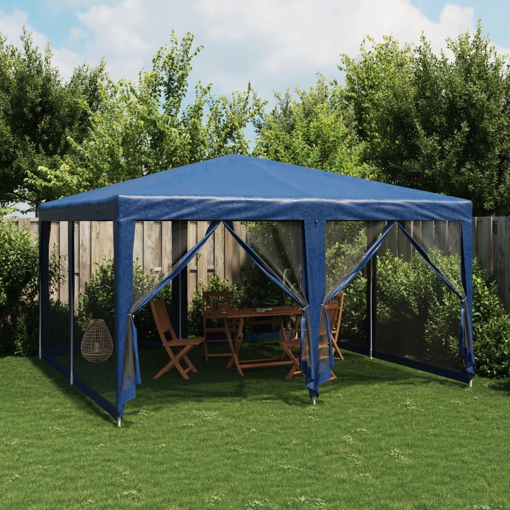 Tenda per Feste con 8 Pareti Laterali in Rete Blu 4x4 m HDPE | homemem39