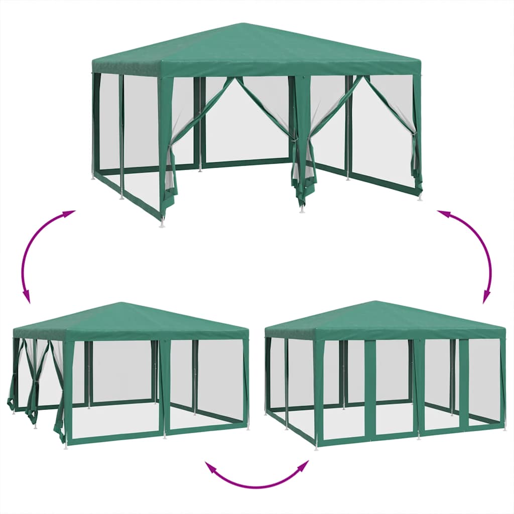 Tenda per Feste con 8 Pareti Laterali in Rete Verde 4x4 m HDPE | homemem39