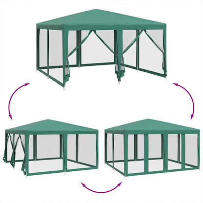 Tenda per Feste con 8 Pareti Laterali in Rete Verde 4x4 m HDPE | homemem39