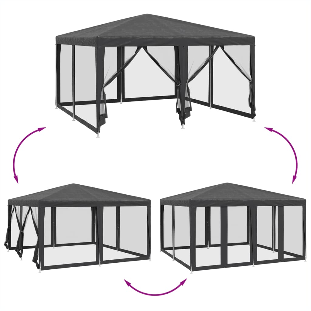 Tenda per Feste con 8 Pareti in Rete Antracite 4x4 m in HDPE | homemem39