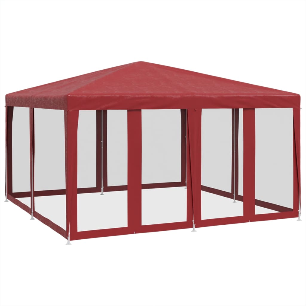 Tenda per Feste con 8 Pareti Laterali in Rete Rossa 4x4 m HDPE | homemem39