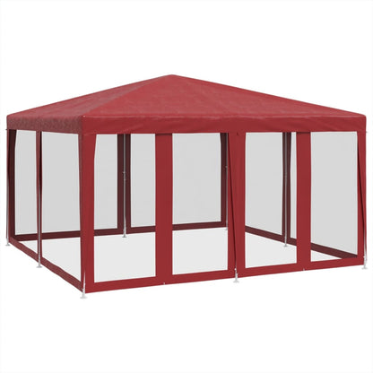 Tenda per Feste con 8 Pareti Laterali in Rete Rossa 4x4 m HDPE | homemem39