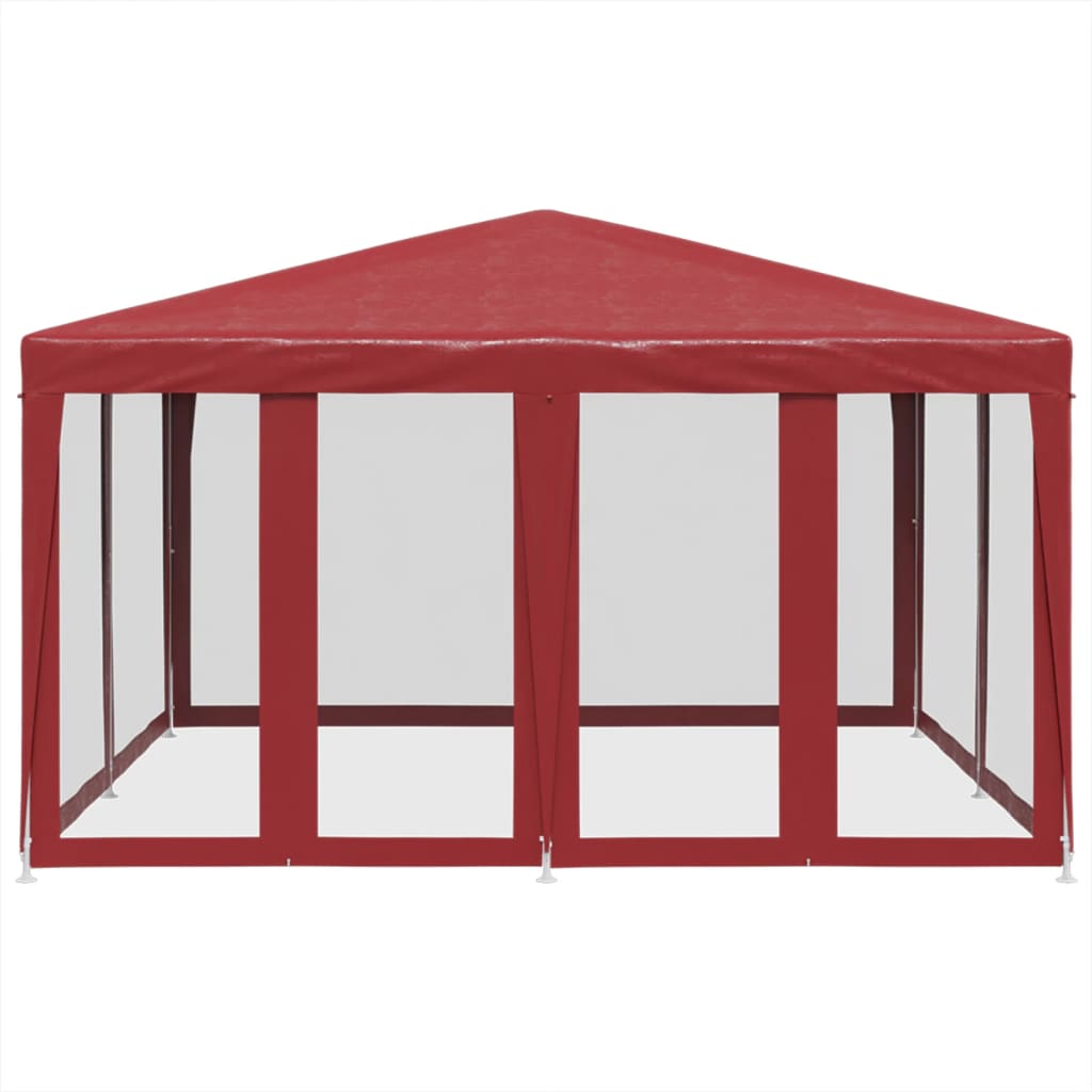 Tenda per Feste con 8 Pareti Laterali in Rete Rossa 4x4 m HDPE | homemem39