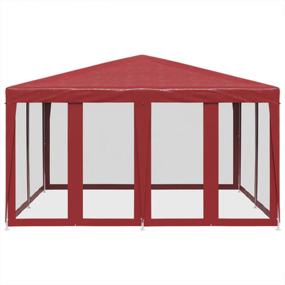 Tenda per Feste con 8 Pareti Laterali in Rete Rossa 4x4 m HDPE | homemem39