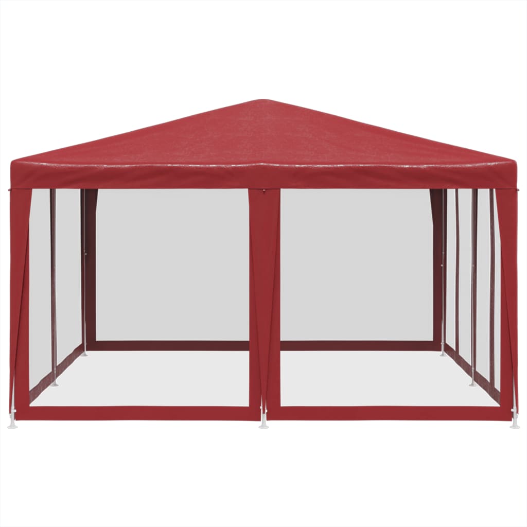 Tenda per Feste con 8 Pareti Laterali in Rete Rossa 4x4 m HDPE