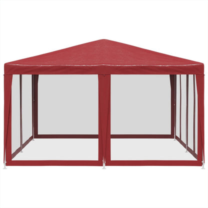 Tenda per Feste con 8 Pareti Laterali in Rete Rossa 4x4 m HDPE