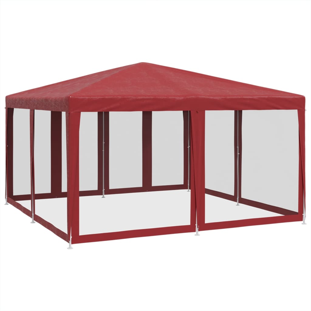 Tenda per Feste con 8 Pareti Laterali in Rete Rossa 4x4 m HDPE | homemem39