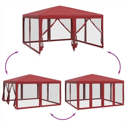 Tenda per Feste con 8 Pareti Laterali in Rete Rossa 4x4 m HDPE | homemem39