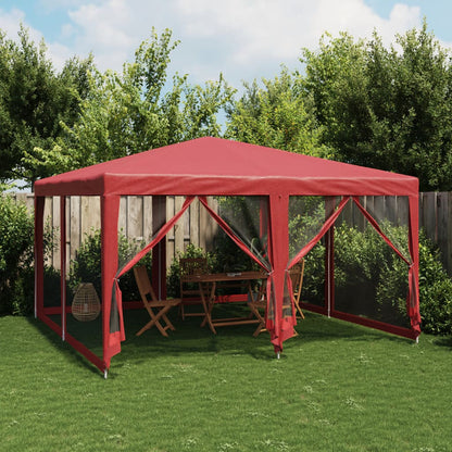 Tenda per Feste con 8 Pareti Laterali in Rete Rossa 4x4 m HDPE | homemem39