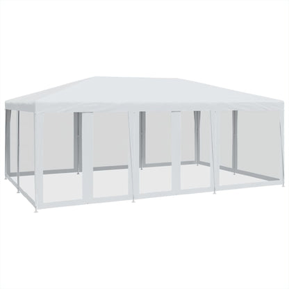 Tenda per Feste con 10 Pareti Laterali in Rete Bianca 6x4m HDPE | homemem39