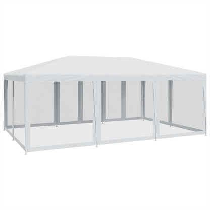 Tenda per Feste con 10 Pareti Laterali in Rete Bianca 6x4m HDPE | homemem39