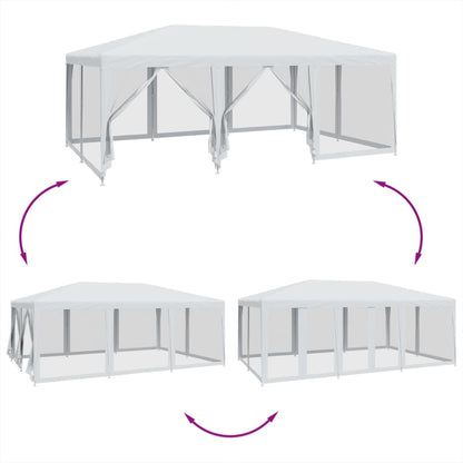 Tenda per Feste con 10 Pareti Laterali in Rete Bianca 6x4m HDPE | homemem39