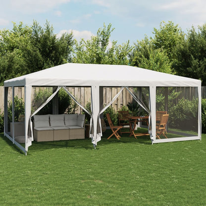 Tenda per Feste con 10 Pareti Laterali in Rete Bianca 6x4m HDPE | homemem39