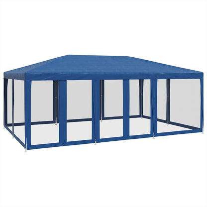 Tenda per Feste con 10 Pareti Laterali in Rete Blu 6x4 m HDPE | homemem39