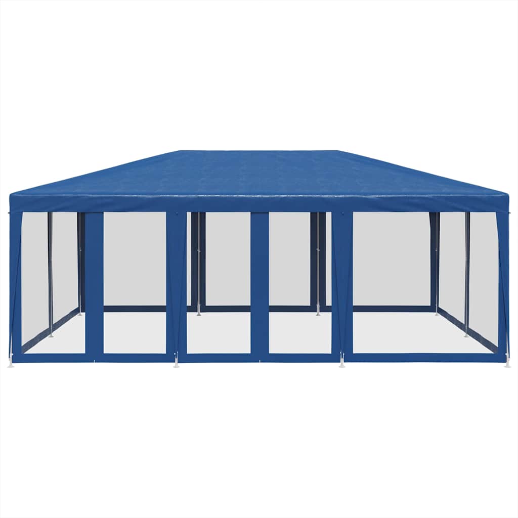 Tenda per Feste con 10 Pareti Laterali in Rete Blu 6x4 m HDPE | homemem39