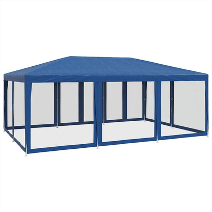 Tenda per Feste con 10 Pareti Laterali in Rete Blu 6x4 m HDPE | homemem39
