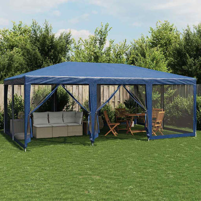Tenda per Feste con 10 Pareti Laterali in Rete Blu 6x4 m HDPE | homemem39