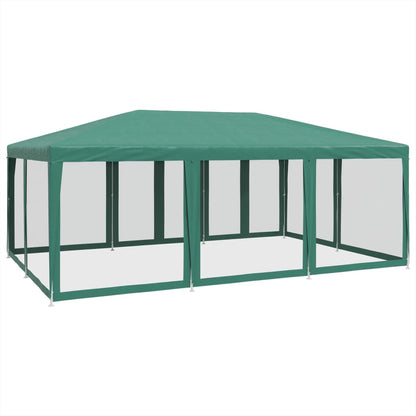 Tenda per Feste con 10 Pareti Laterali in Rete Verde 6x4 m HDPE | homemem39