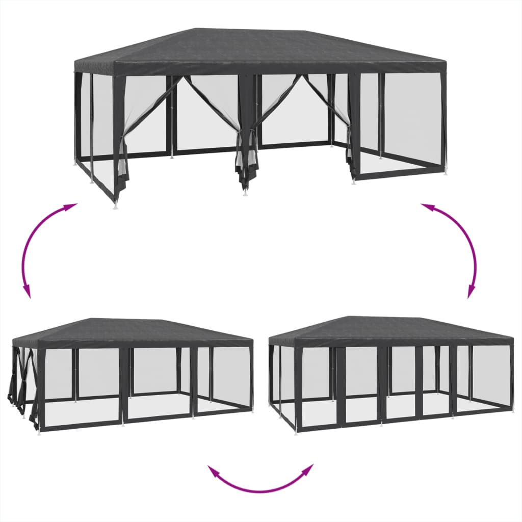 Tenda per Feste con 10 Pareti in Rete Antracite 6x4 m in HDPE | homemem39