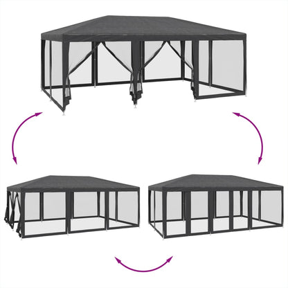 Tenda per Feste con 10 Pareti in Rete Antracite 6x4 m in HDPE | homemem39