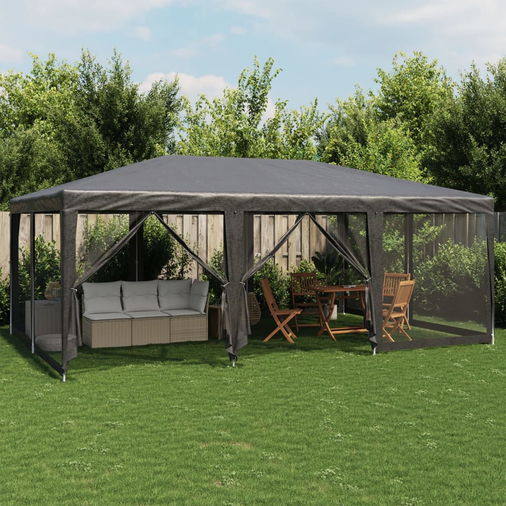 Tenda per Feste con 10 Pareti in Rete Antracite 6x4 m in HDPE | homemem39