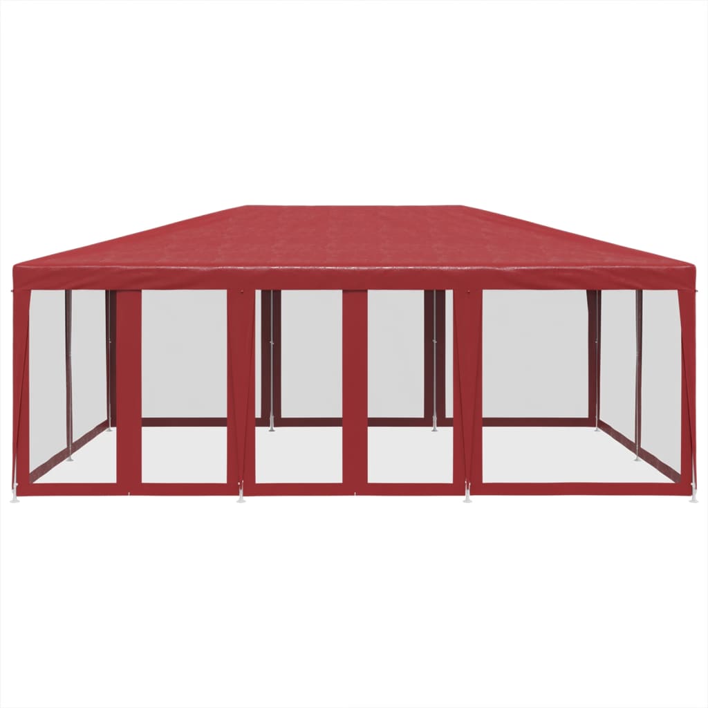 Tenda per Feste con 10 Pareti Laterali in Rete Rossa 6x4 m HDPE | homemem39